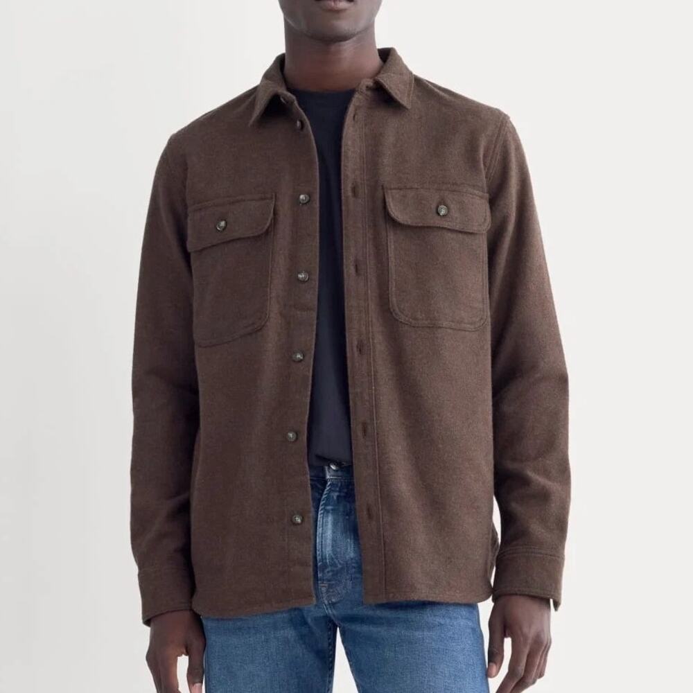 Everlane The Heavyweight Overshirt Heather Earth Brown Size Medium NWT